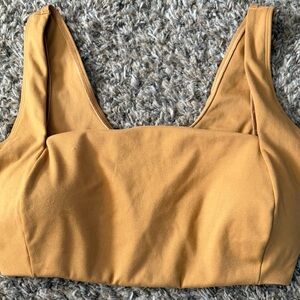 Mustard Yellow padded sports bra. Pink VS brand. Size L.